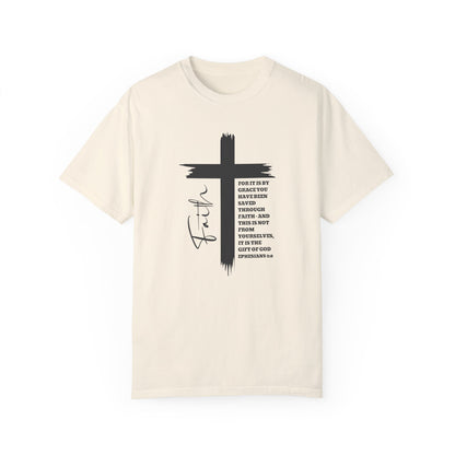 Christian Comfort Colors® Shirt, Faith Shirt Ephesians 2:8, Bible Verse Shirt, Christian Shirt, Faith Cross Tee, Oversized Tee, Church Shirt