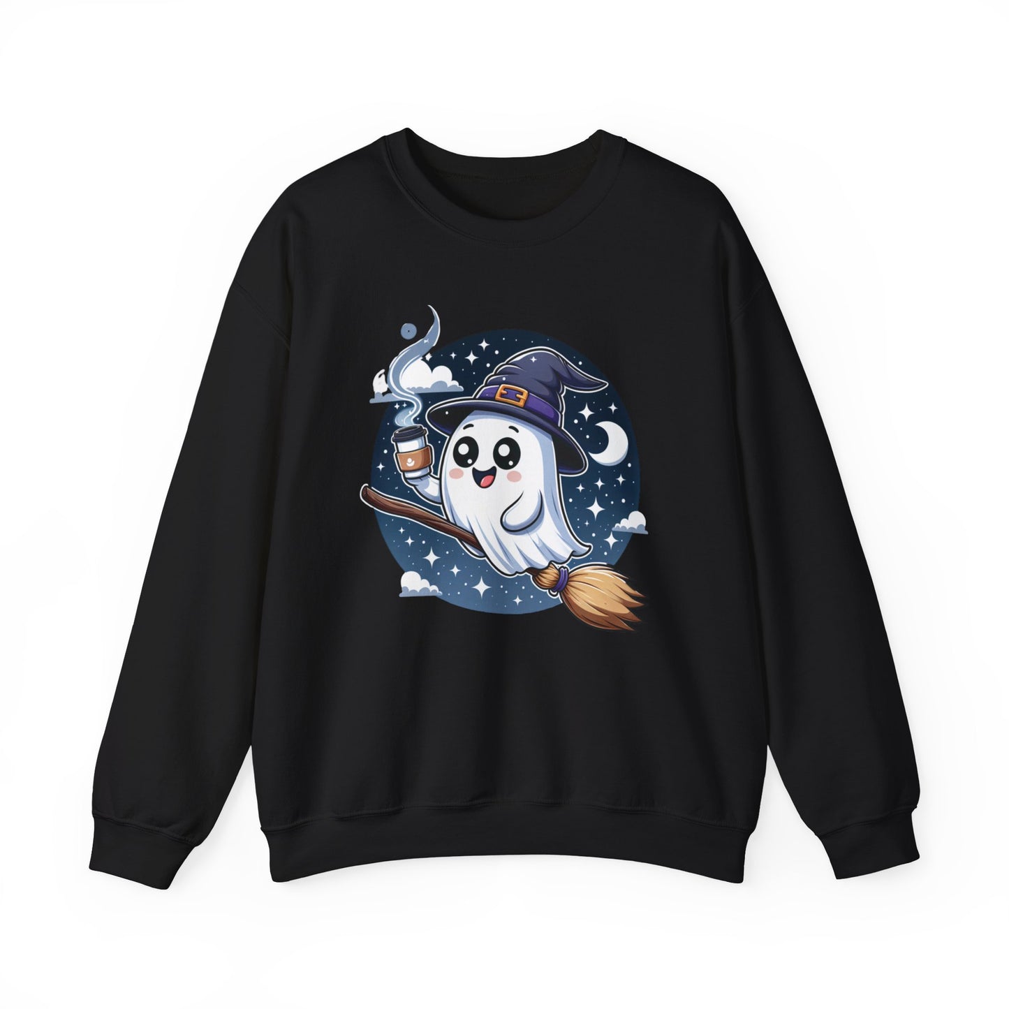 Witchy Ghost and Coffee Sweatshirt, Womens Ghost Sweatshirt, Spooky Pullover, Spooky Season, Cute Halloween Shirt, Fall Oversized Sweatshirt