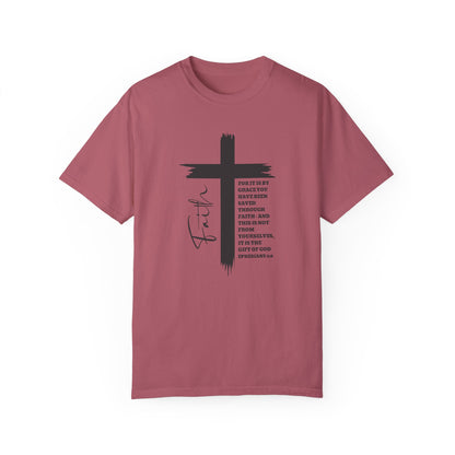 Christian Comfort Colors® Shirt, Faith Shirt Ephesians 2:8, Bible Verse Shirt, Christian Shirt, Faith Cross Tee, Oversized Tee, Church Shirt