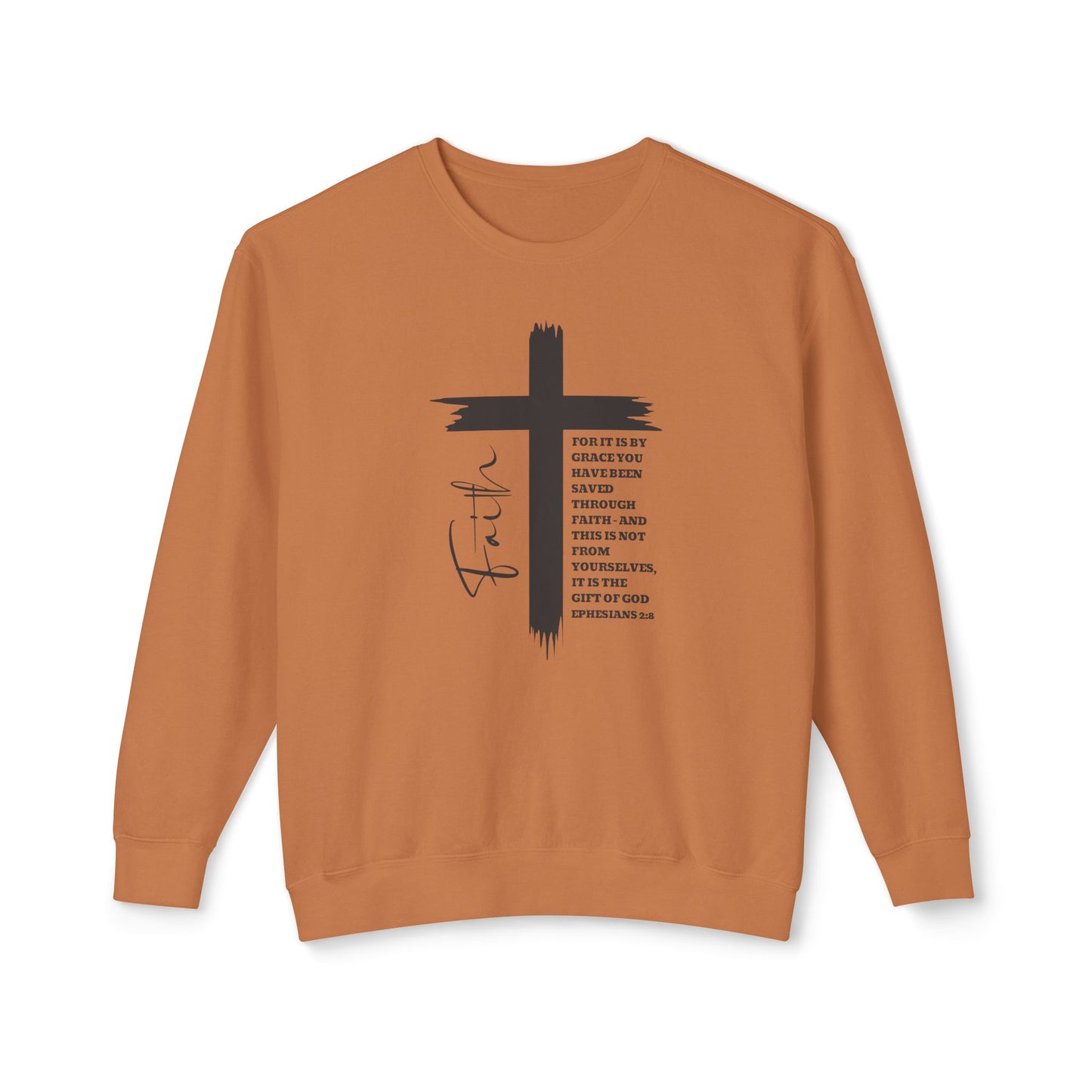 Faith Ephesians 2:8 Sweatshirt, Christian Sweatshirt, Women Casual Crewneck, Sign Cross Sweatshirt, Christian Apparel Religious Sweatshirt