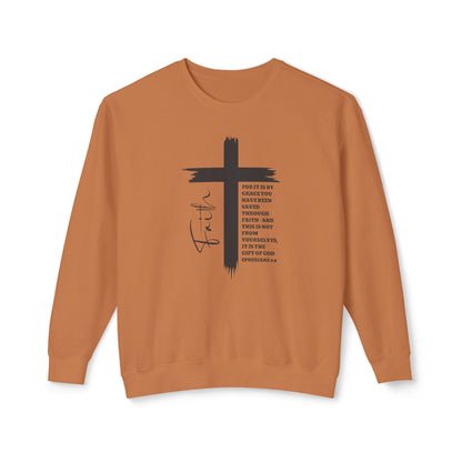 Faith Ephesians 2:8 Sweatshirt, Christian Sweatshirt, Women Casual Crewneck, Sign Cross Sweatshirt, Christian Apparel Religious Sweatshirt