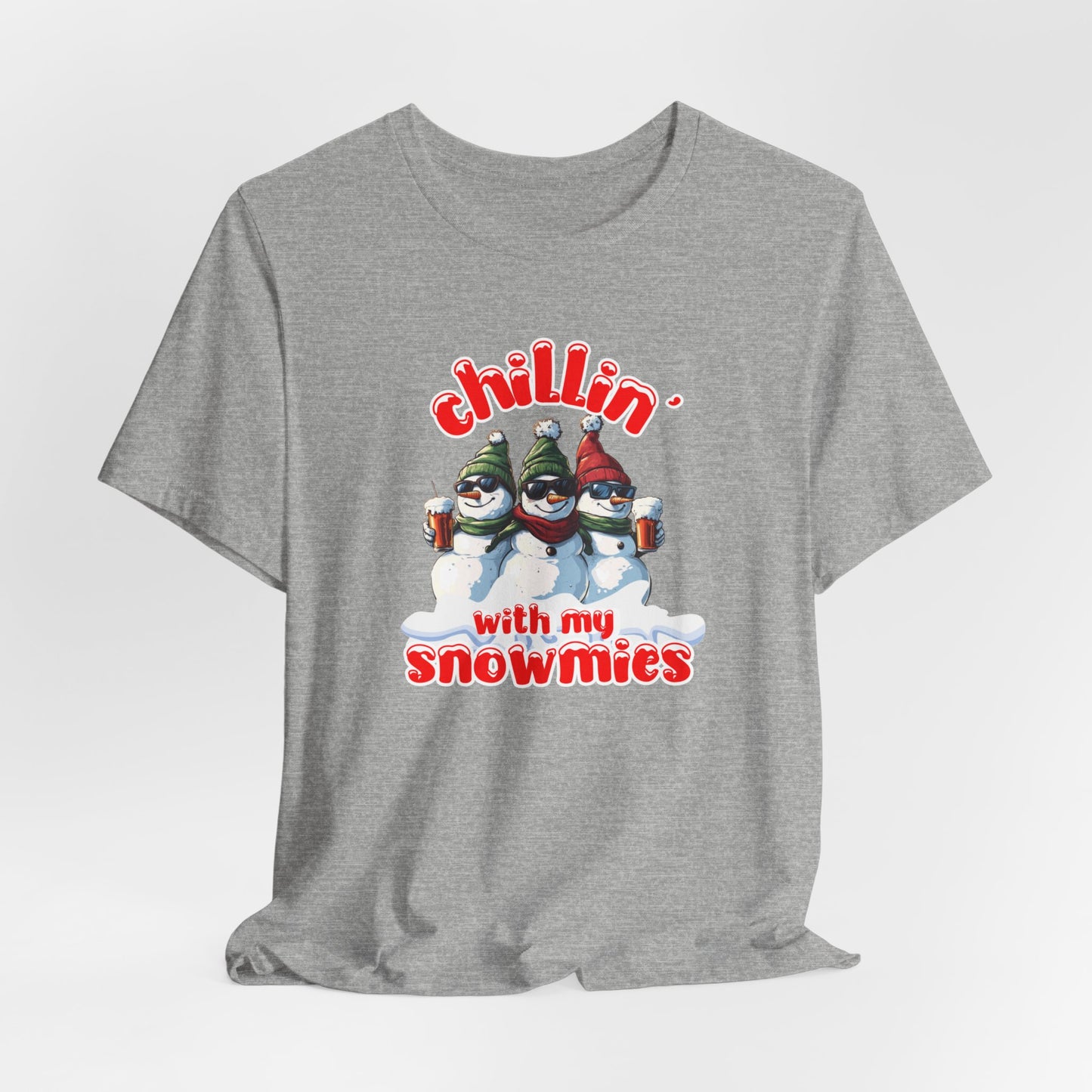 Chillin With My Snowmies T-Shirt,  Christmas Tee, Christmas Shirt, Xmas T-shirt, Snowman Tshirt, Snowman Gift, Snowman Christmas T-shirt