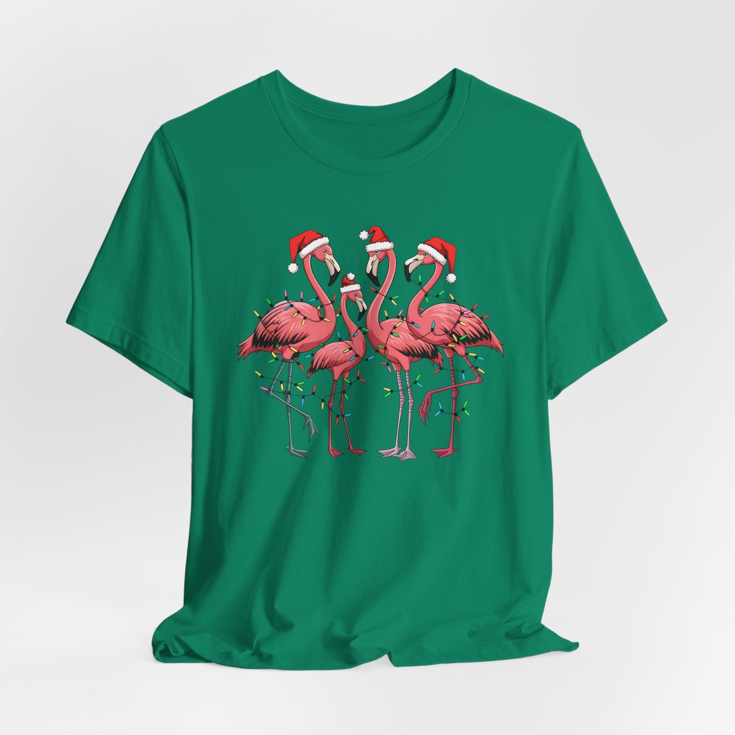 Christmas Flamingo Lights Shirt, Funny Christmas Unisex Shirt, Xmas Animal Shirt, Holiday Shirt, Flamingo Shirt, Santa Hat Tee, Gift for