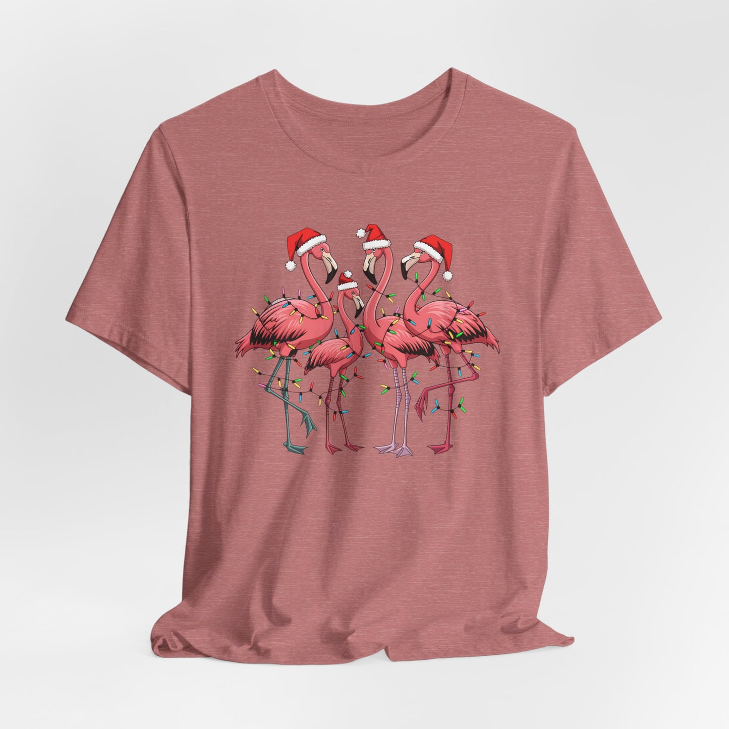 Christmas Flamingo Lights Shirt, Funny Christmas Unisex Shirt, Xmas Animal Shirt, Holiday Shirt, Flamingo Shirt, Santa Hat Tee, Gift for