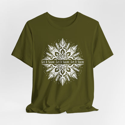 Funny Let It Snow Shirt, Snowflake Shirt, Winter Short Sleeve Shirt, Bella Canvas Shirt, Unisex Christmas Shirt, Women's Snowflake Shirt