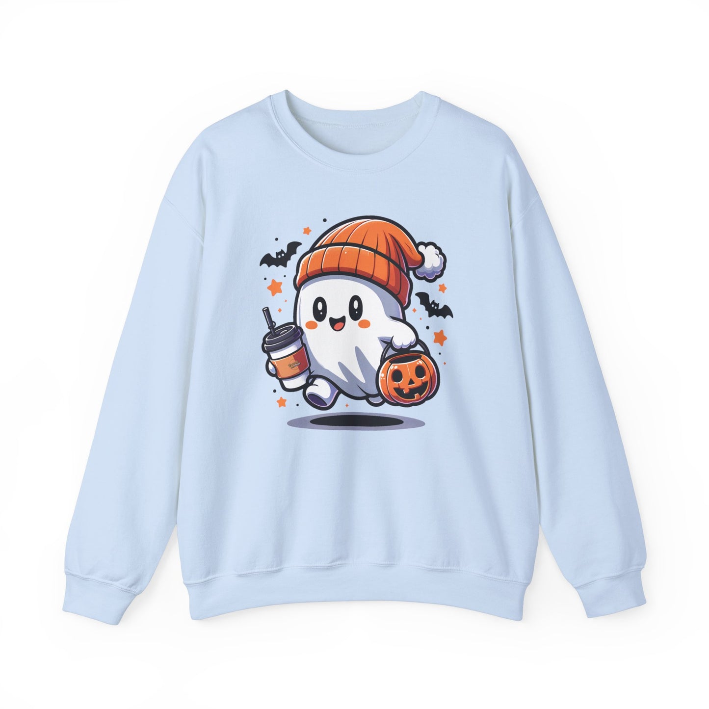 Ghost and Coffee Sweatshirt, Womens Ghost Sweatshirt, Spooky Pullover, Spooky Season, Cute Halloween Shirt, Comfy Fall Oversized Sweatshirt