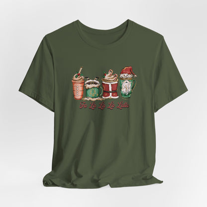 Fa La La La Latte T-Shirt, Holiday Shirt, Coffee Lover Gift, Christmas Outfit, Merry Christmas Tee, Christmas Coffee, Womans Christmas Tee