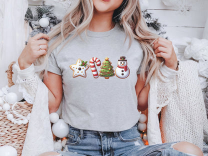 Christmas Cookies T-shirt, Christmas Shirt, Cute Holiday Tee, Womans Christmas Clothing, Santa's Little Helper Shirt, Festive Snowman Shirt