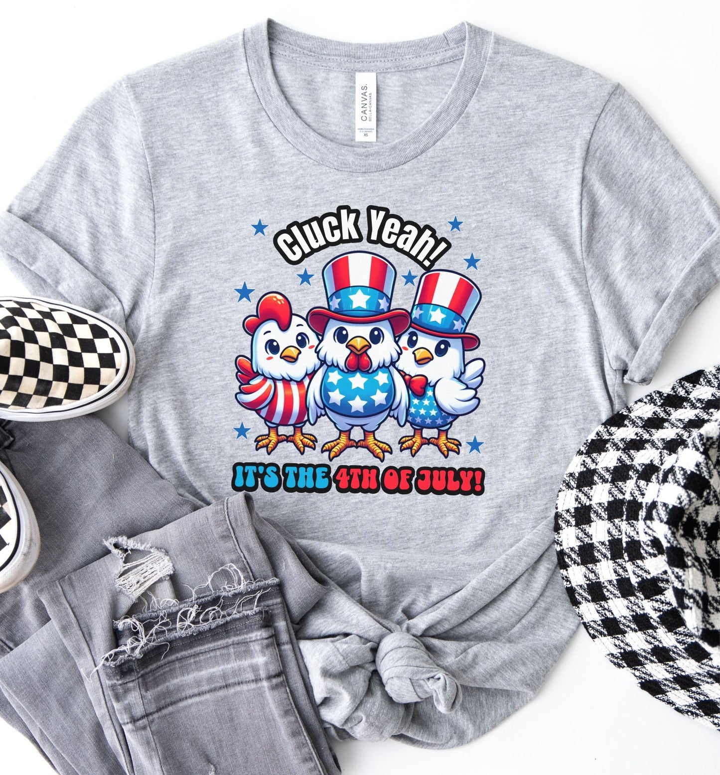 Cluck Yeah! 4th of July Shirt, Patriotic Funny Fourth Chicken Shirt, Fourth of July Shirt, American Flag Tee, USA Independence Tee, US Shirt