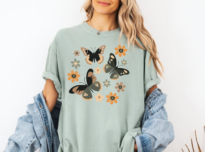 Butterfly Design Womens Comfort Colors T-shirt