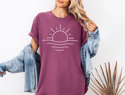 Sun Comfort Colors T-shirt, Garment-Dyed Tee, Soft Sun Shirt, Casual Colorful Top