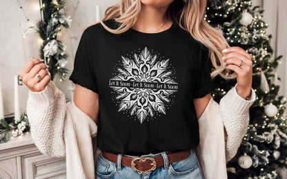 Funny Let It Snow Shirt, Snowflake Shirt, Winter Short Sleeve Shirt, Bella Canvas Shirt, Unisex Christmas Shirt, Women's Snowflake Shirt