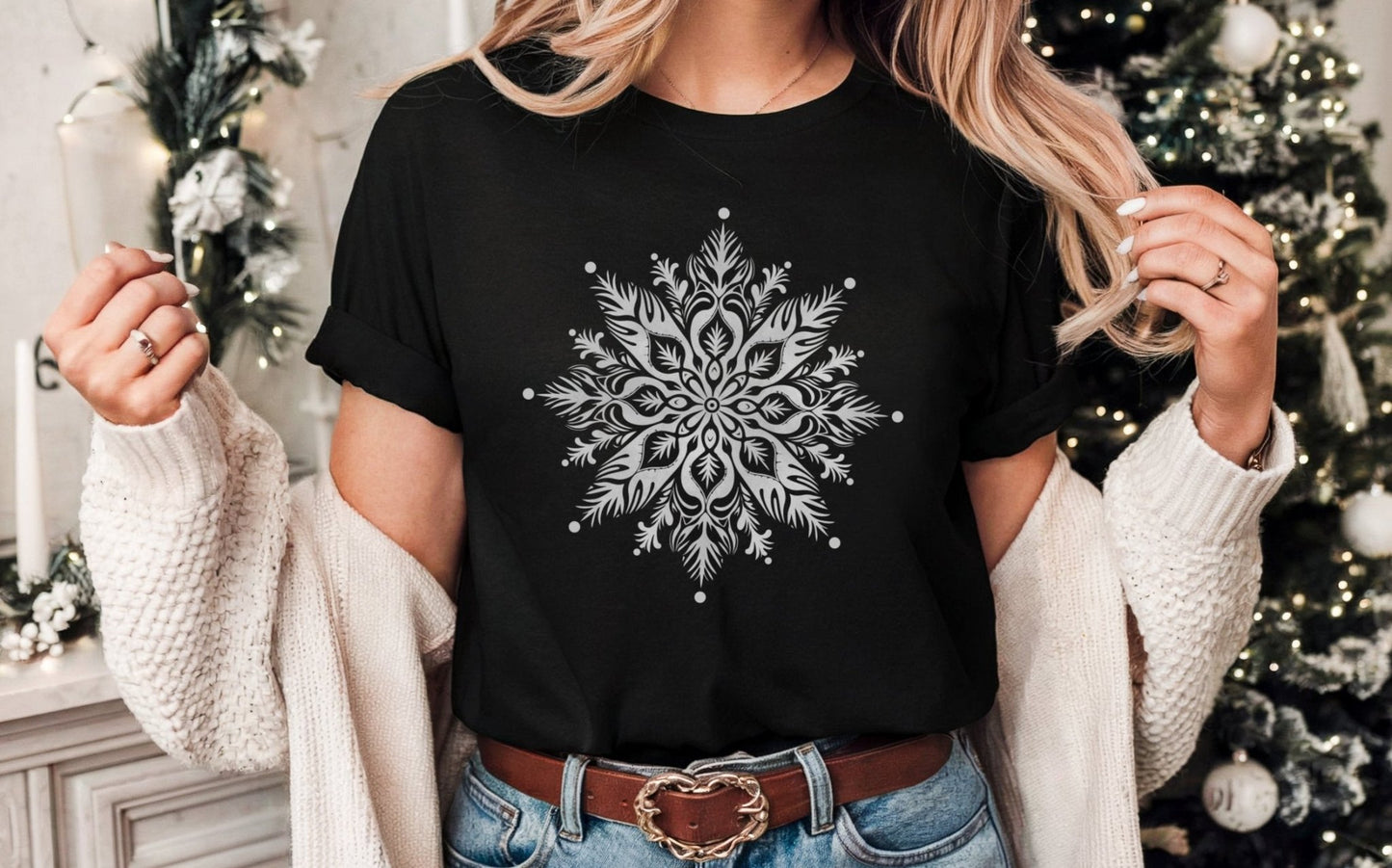 Winter Snowflake Shirts, Women's Snowflake Shirts, Cute Holiday Tee, Christmas Shirt, Bella Canvas 3001, Merry Christmas Shirt, Unisex Shirt