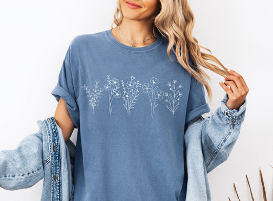 Comfort Colors Wildflower Tee: Floral Cottagecore Botanical Nature-Inspired T-shirt