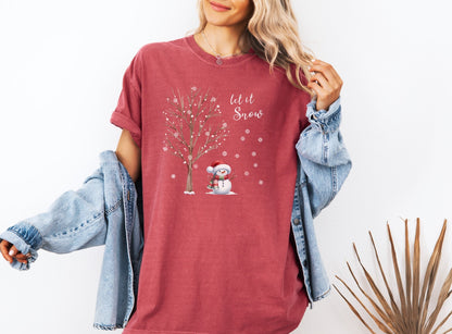 Retro Christmas Comfort Colors Shirt, Let It Snow T-Shirt, Funny Snowman Shirt, Trendy Christmas Gift Shirt, Winter Shirt, Women Xmas Shirt