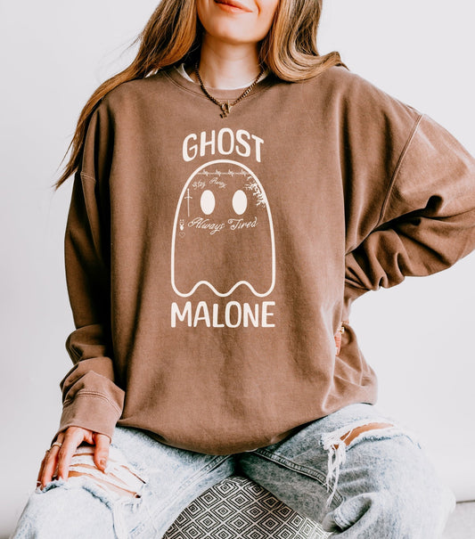 Ghost Malone Halloween Sweatshirt, Halloween Costume, Comfort Colors Sweatshirt, Cute Ghost Sweatshirt, Halloween Gift, Oversized Sweatshirt