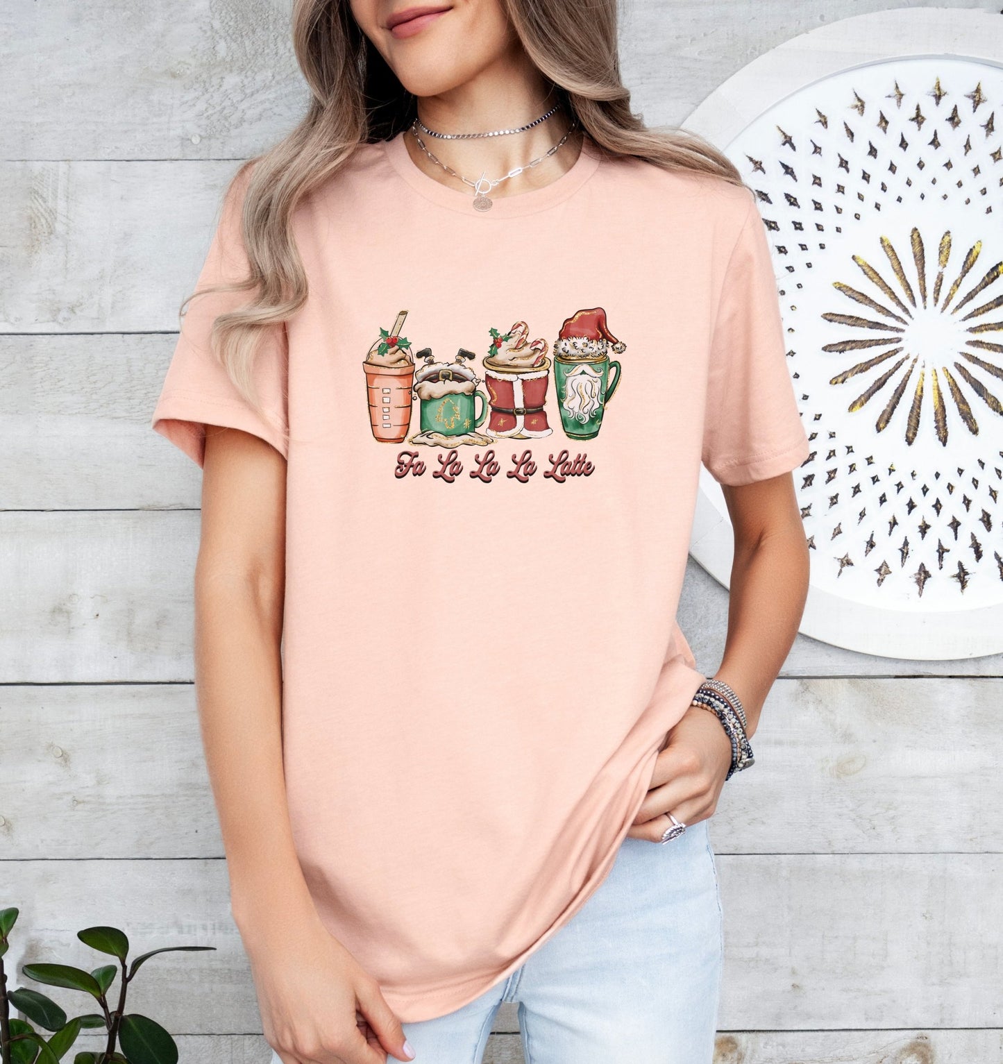 Fa La La La Latte T-Shirt, Holiday Shirt, Coffee Lover Gift, Christmas Outfit, Merry Christmas Tee, Christmas Coffee, Womans Christmas Tee