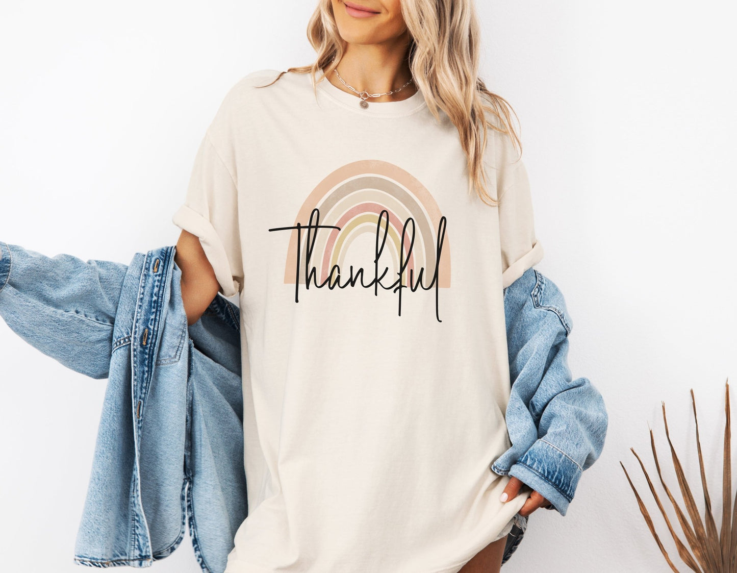 Thankful Comfort Colors® Shirt, Thanksgiving Day Shirt, Thankful Rainbow Tee, Fall Shirt for Women, Retro Fall Tee, Autumn Gratefulness Gift