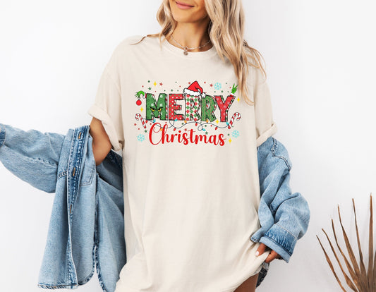 Comfort Colors Merry Christmas Shirt, Grinch Christmas Shirts, Festive Holiday Shirt, Winter Shirt, Santa Claus Hat Unisex Shirt, Xmas Shirt