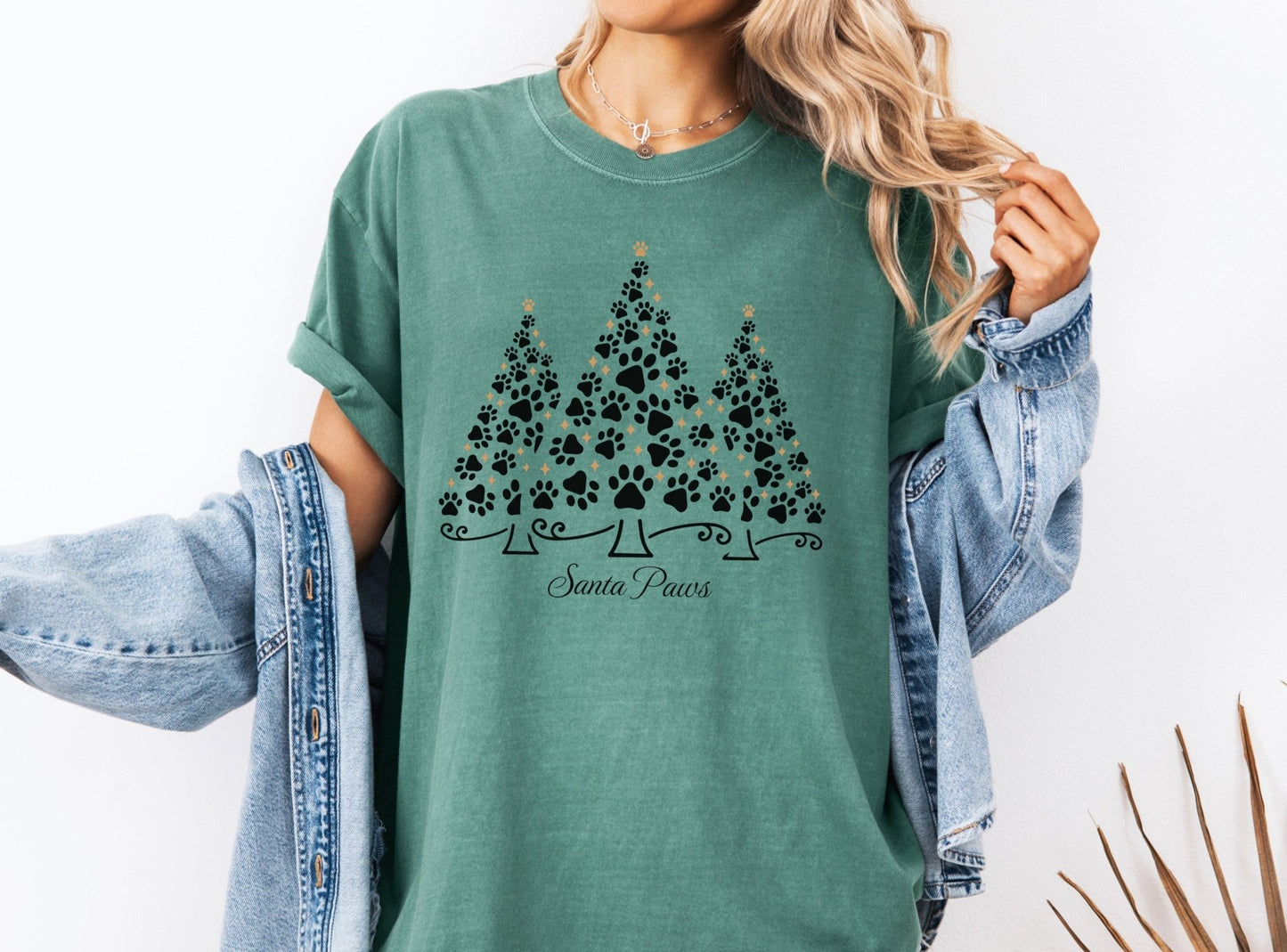 Christmas Santa Paws Shirt, Merry Christmas Tree Shirt, Xmas Party Shirts, Paw Print Christmas Tree Shirt, Dog Lover Shirt, Holiday Gift