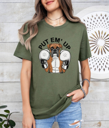 Boxer Dog Wearing Boxing Gloves, Boxer Mom Tee, Dog Lover, Boxer Shirt, Dog Mom Gift, Boxer Dog Boxing Unisex Tee