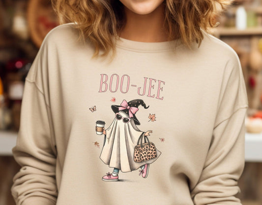 BOO JEE Sweatshirt, Halloween Ghost Sweatshirt, Boo Shirt, Spooky Ghost Sweater, Spooky Ghost Hoodie, Spooky Vibes Shirt, Halloween Gifts