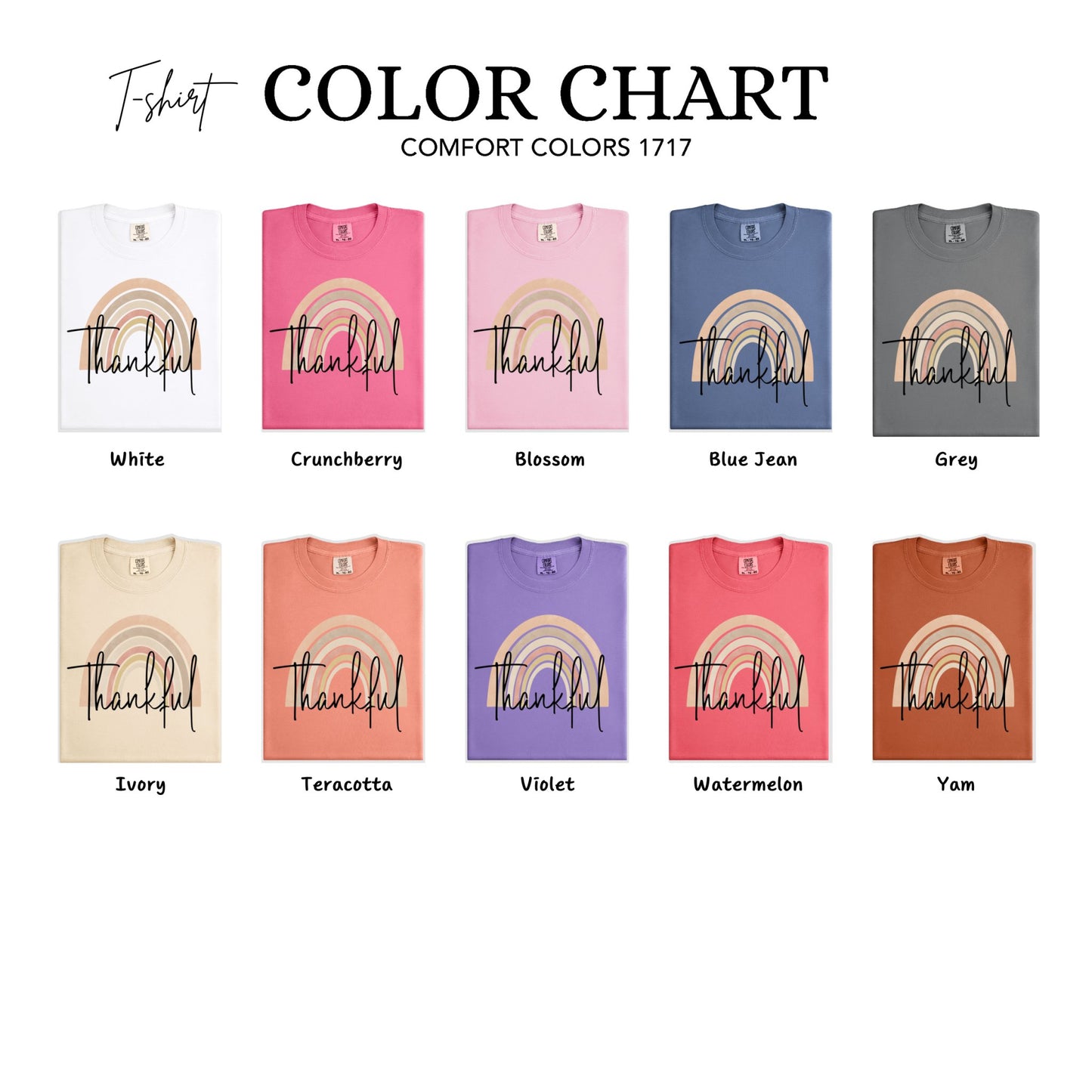 Thankful Comfort Colors® Shirt, Thanksgiving Day Shirt, Thankful Rainbow Tee, Fall Shirt for Women, Retro Fall Tee, Autumn Gratefulness Gift