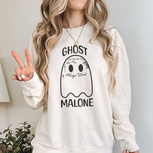 Ghost Malone Halloween Sweatshirt, Halloween Costume, Comfort Colors Sweatshirt, Cute Ghost Sweatshirt, Halloween Gift, Oversized Sweatshirt