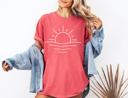 Sun Comfort Colors T-shirt, Garment-Dyed Tee, Soft Sun Shirt, Casual Colorful Top