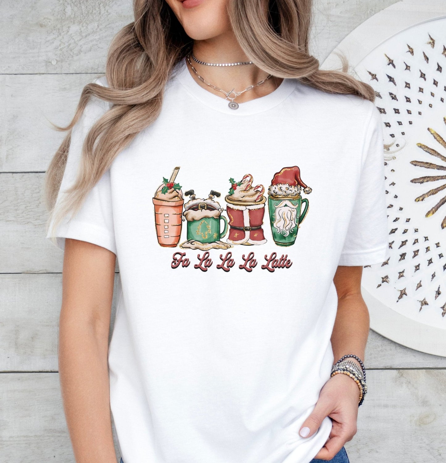 Fa La La La Latte T-Shirt, Holiday Shirt, Coffee Lover Gift, Christmas Outfit, Merry Christmas Tee, Christmas Coffee, Womans Christmas Tee