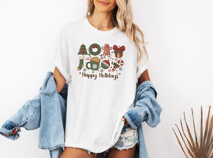 Happy Holidays Shirts, Christmas Tree Shirt, Gingerbread Man Candy Cane Shirt, Christmas Wreath Shirt, Festival Shirt, Merry Ornament Shirt