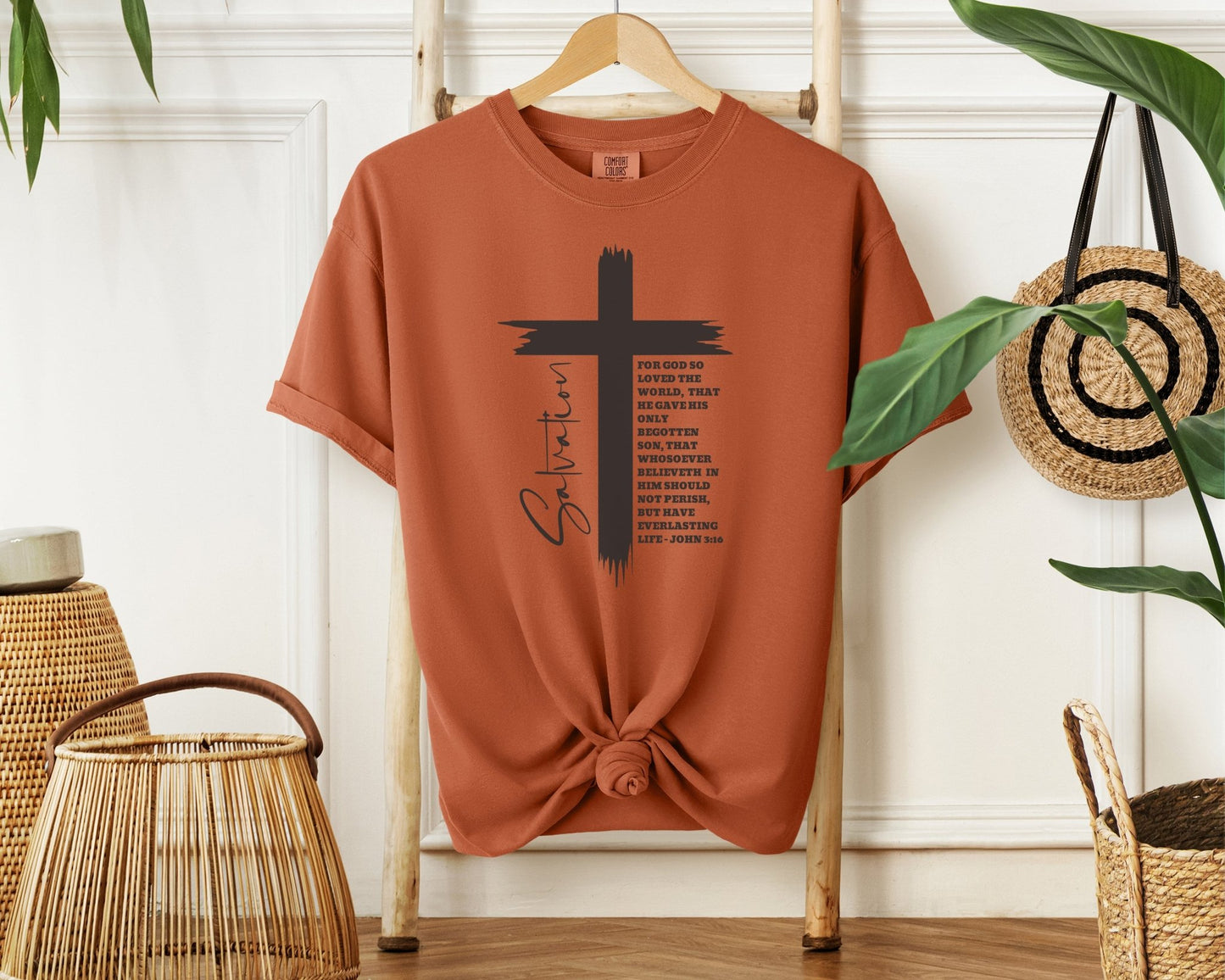 Comfort Color Salvation Shirt, Christian Apparel, Women Faith Shirt, John 3:16 Christian Shirt, Bible Verse Shirt, Jesus Shirt, Cross Shirt